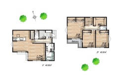 ２号地　参考間取りプラン
建物延床面積／28.42坪
建物価格／1,500万円（税込）
