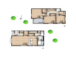 1号地 参考間取りプラン
建物延床面積/29.42坪
建物価格/1,600万円(税込)