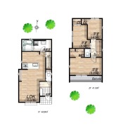 2号地 参考間取りプラン
建物延床面積/25.79坪
建物価格/1,500万円(税込)